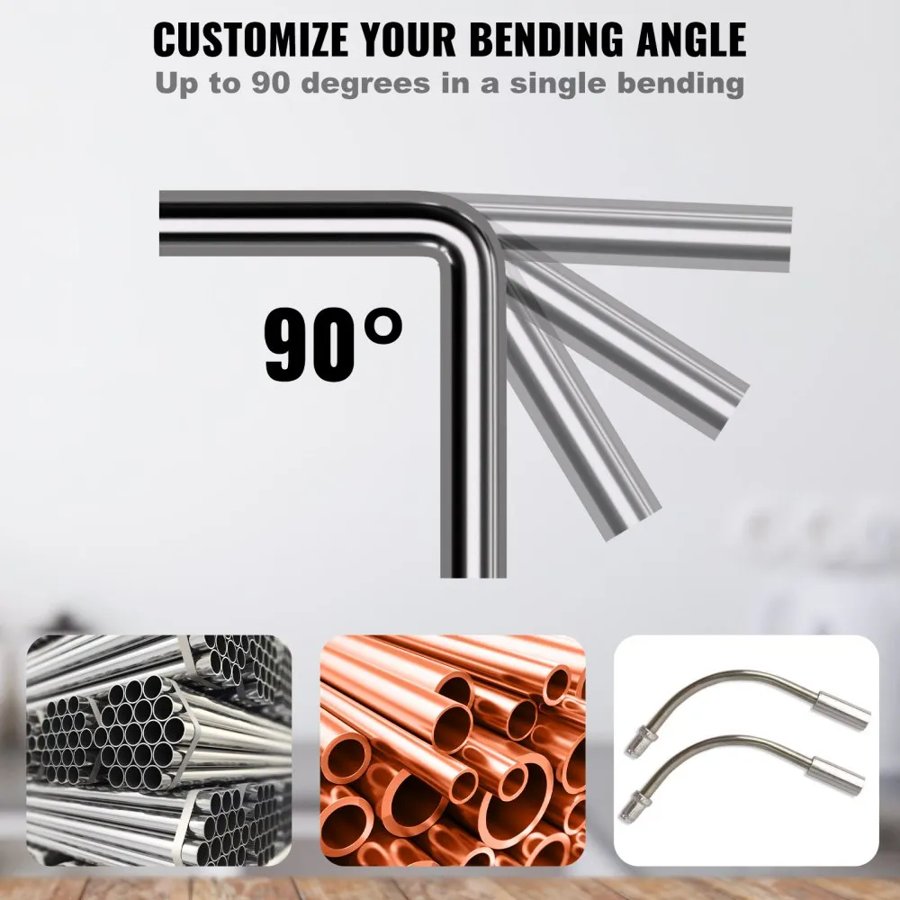 VEVOR Pipe Tube Bender, 6.4mm-22.2mm Ratcheting Tubing Benders, 90° Forward/Reverse Pipes Bending Tools with 7 Dies for HVAC Air Conditioning Refrigerator Repair