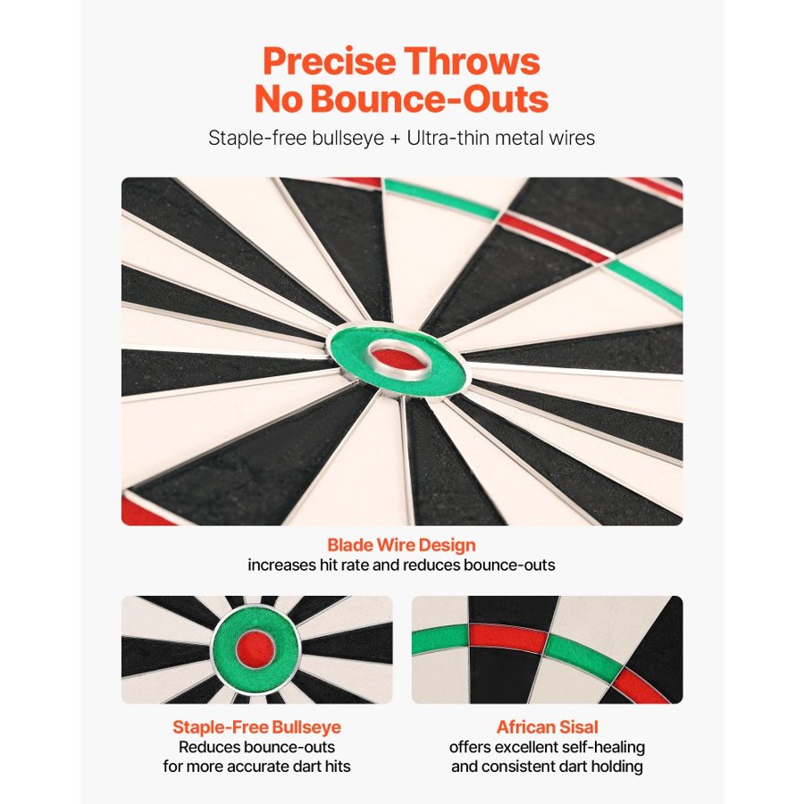 VEVOR Sisal Fiber Dartboard – 17.7 Inch, 20 Target, 13.5 In.