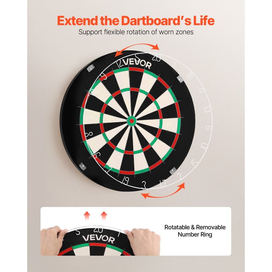 VEVOR Sisal Fiber Dartboard – 17.7 Inch, 20 Target, 13.5 In.