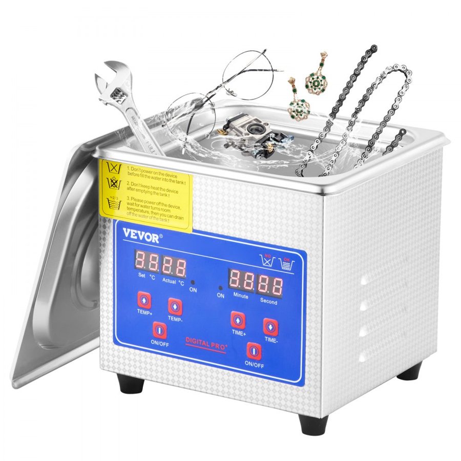 VEVOR 1.3 L Ultrasonic Cleaner – 60W, 40kHz, 100W Heater