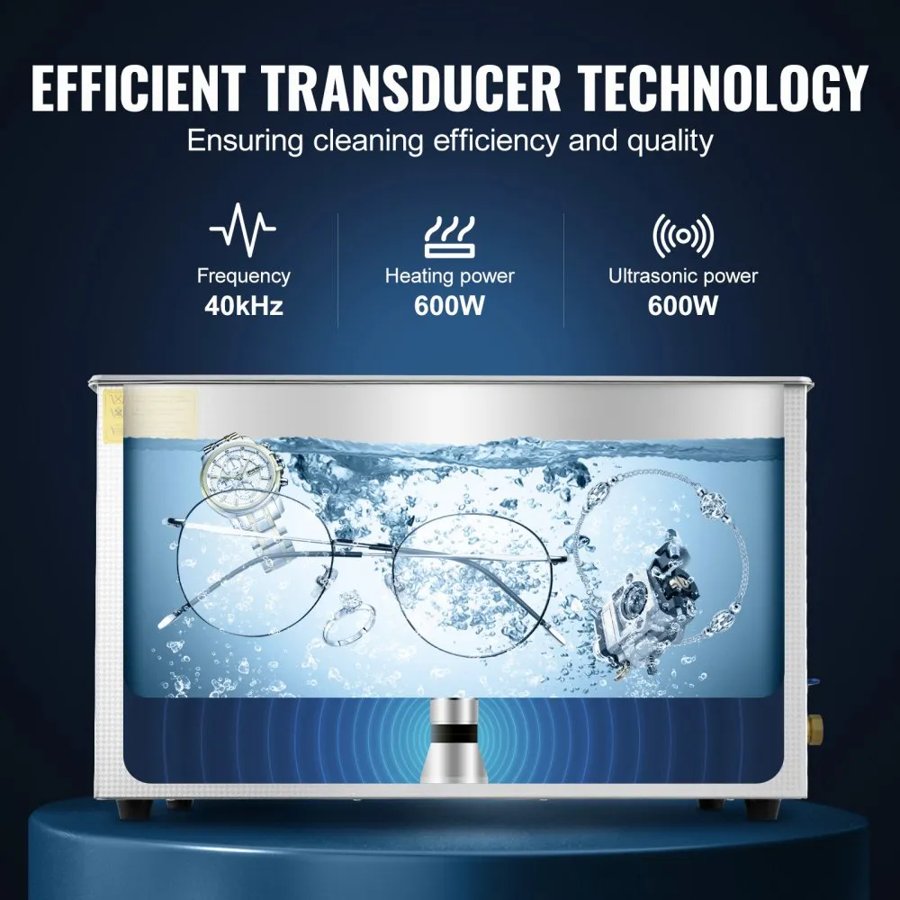 VEVOR 30 Liter Ultrasonic Cleaner – 40kHz, Heated Tank