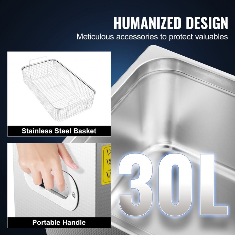 VEVOR 30 Liter Ultrasonic Cleaner – 40kHz, Heated Tank