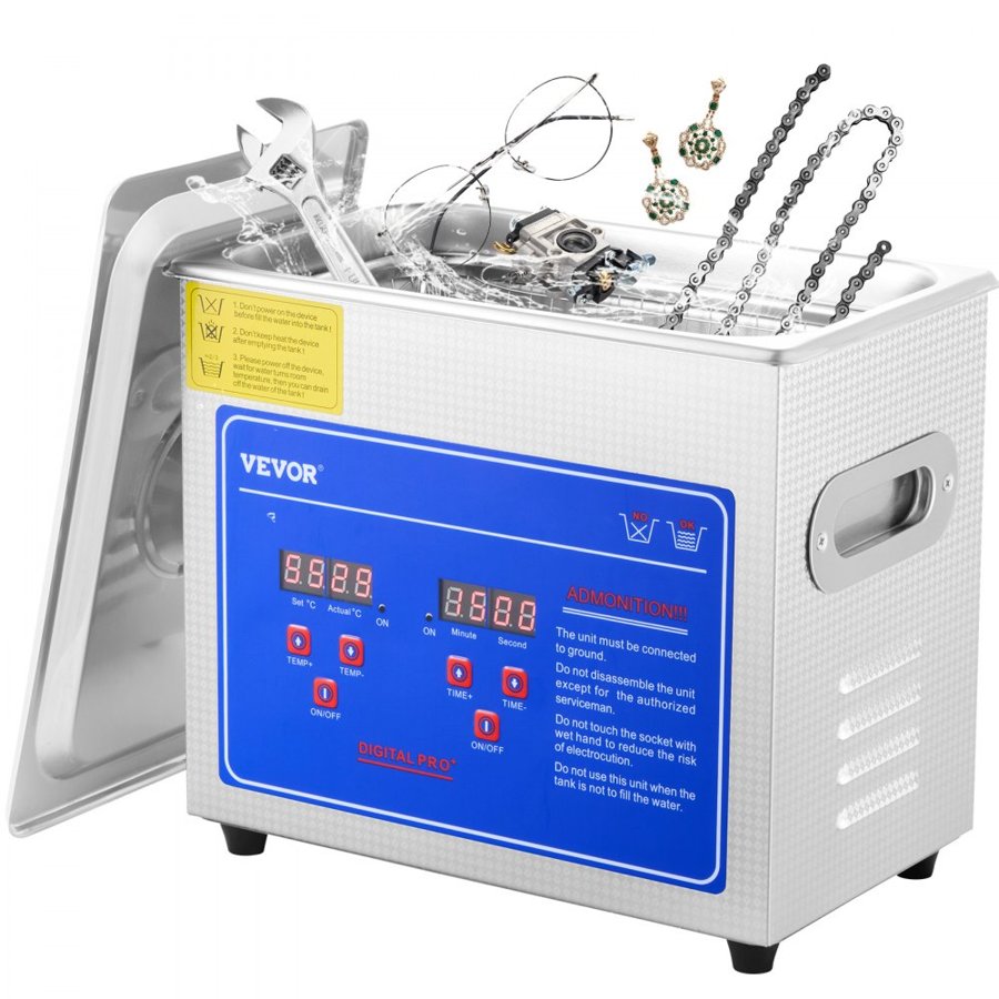VEVOR 3 Liter Ultrasonic Cleaner - 40kHz, Heated Tank, 2.85L