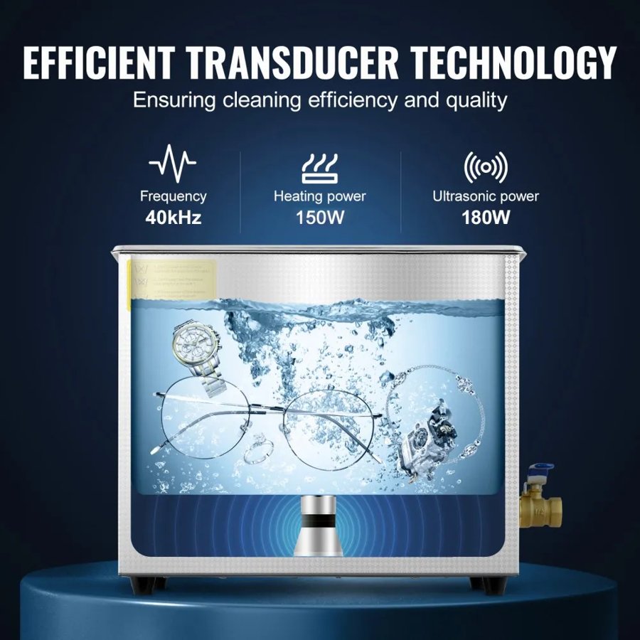 VEVOR Industrial Sonic Cleaner 6L – 40kHz, 200W, SUS304
