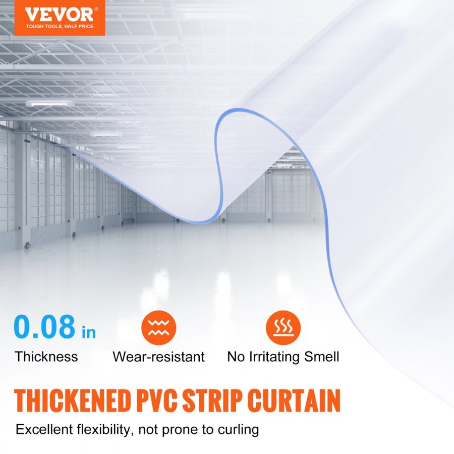 VEVOR PVC Strip Door Curtain – 164' x 8", WeatherProof, DOTP