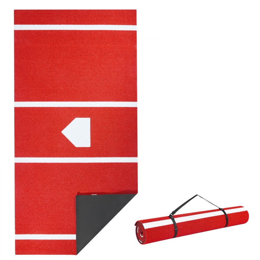 VEVOR Batting Cage Mats – 12x6 FT Turf, Home Plate, Red