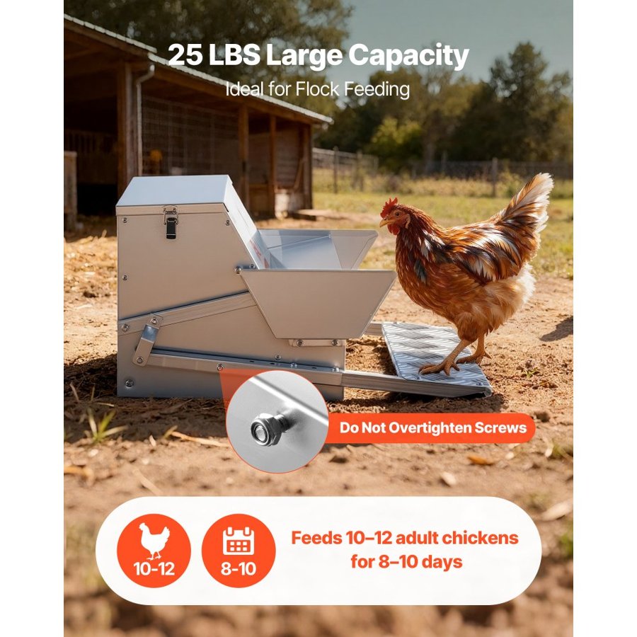VEVOR Automatic Chicken Feeder – 25 lbs Rainproof Treadle