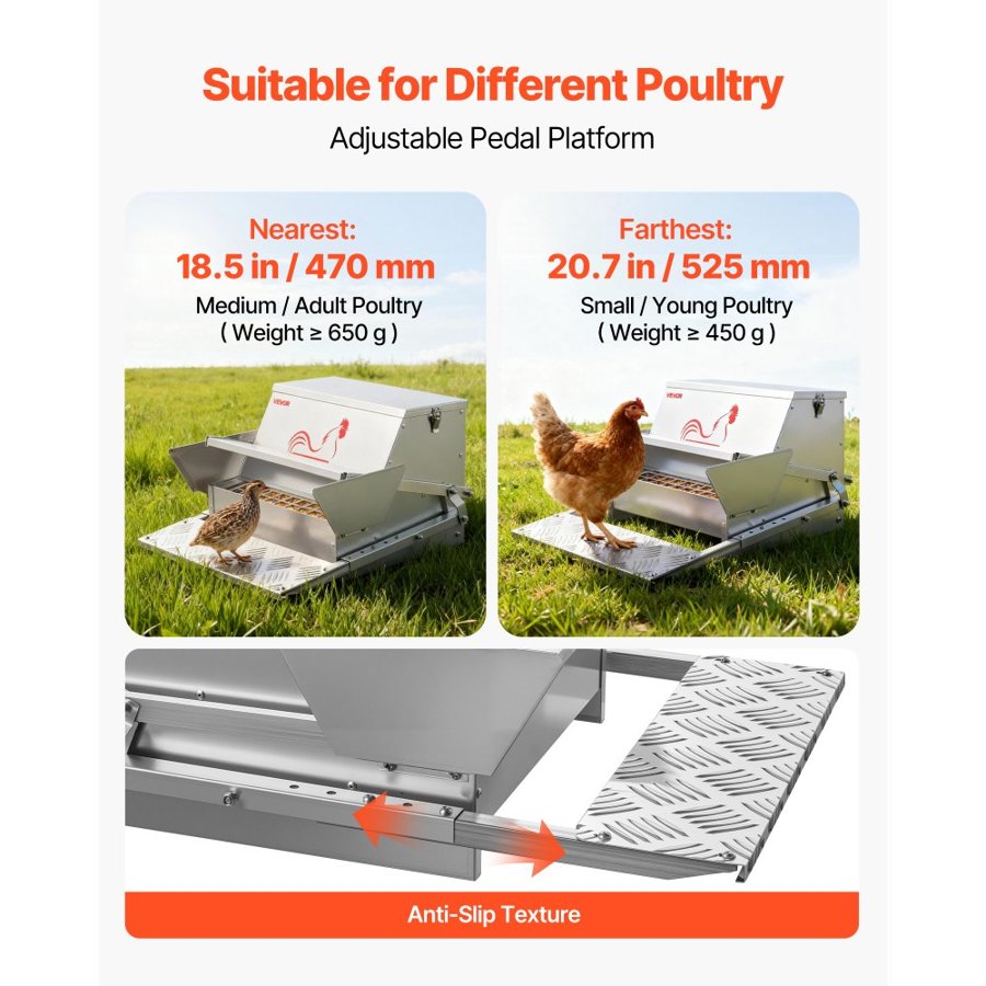 VEVOR Automatic Chicken Feeder – 25 lbs Rainproof Treadle