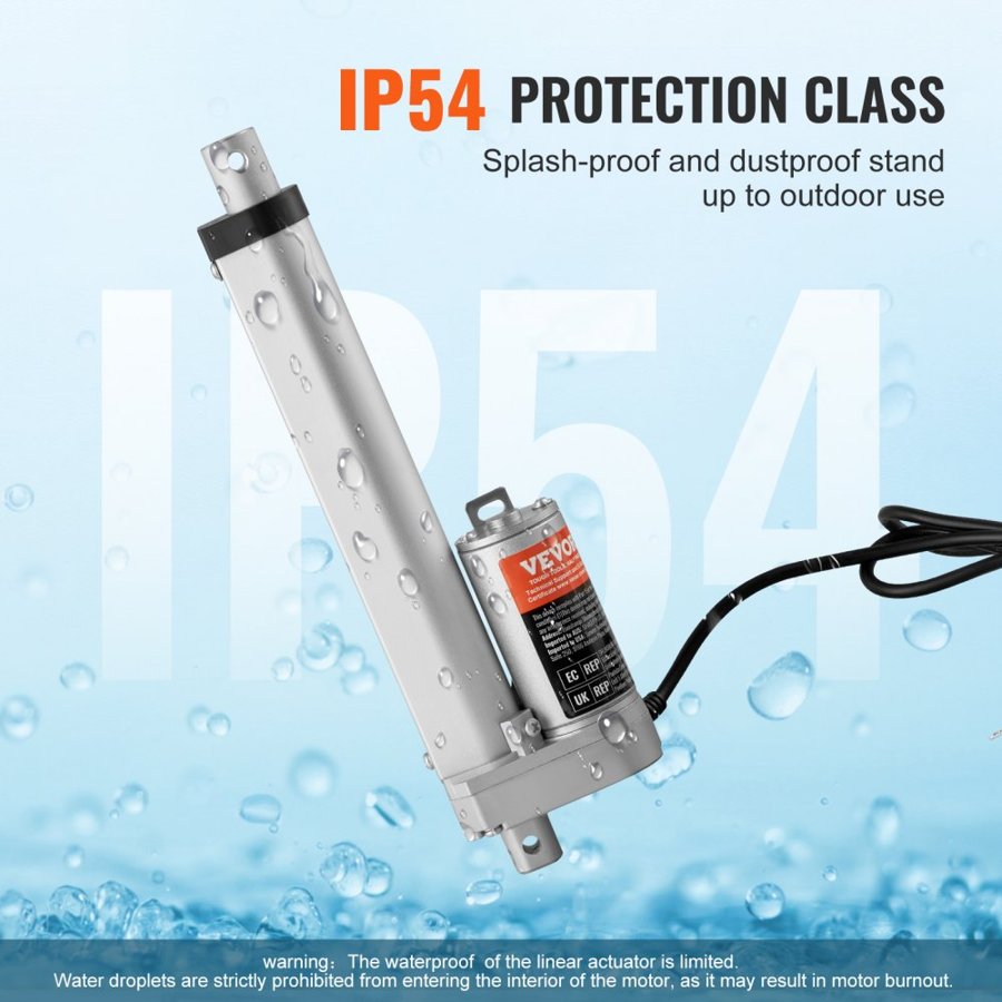 VEVOR Linear Actuator 12V 15.2 cm High Load 149.7 kg/1500N 0.5 cm/s IP54 Protection