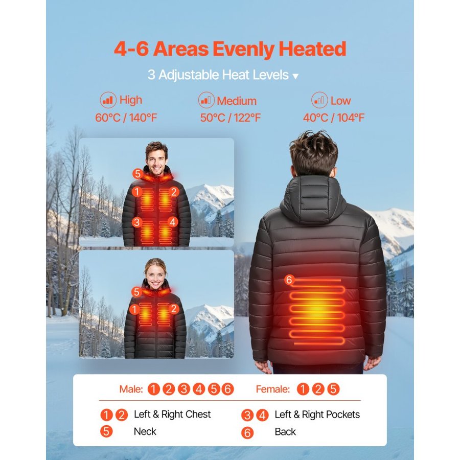 VEVOR Women's Heated Jacket with Battery Pack - 8000mAh
