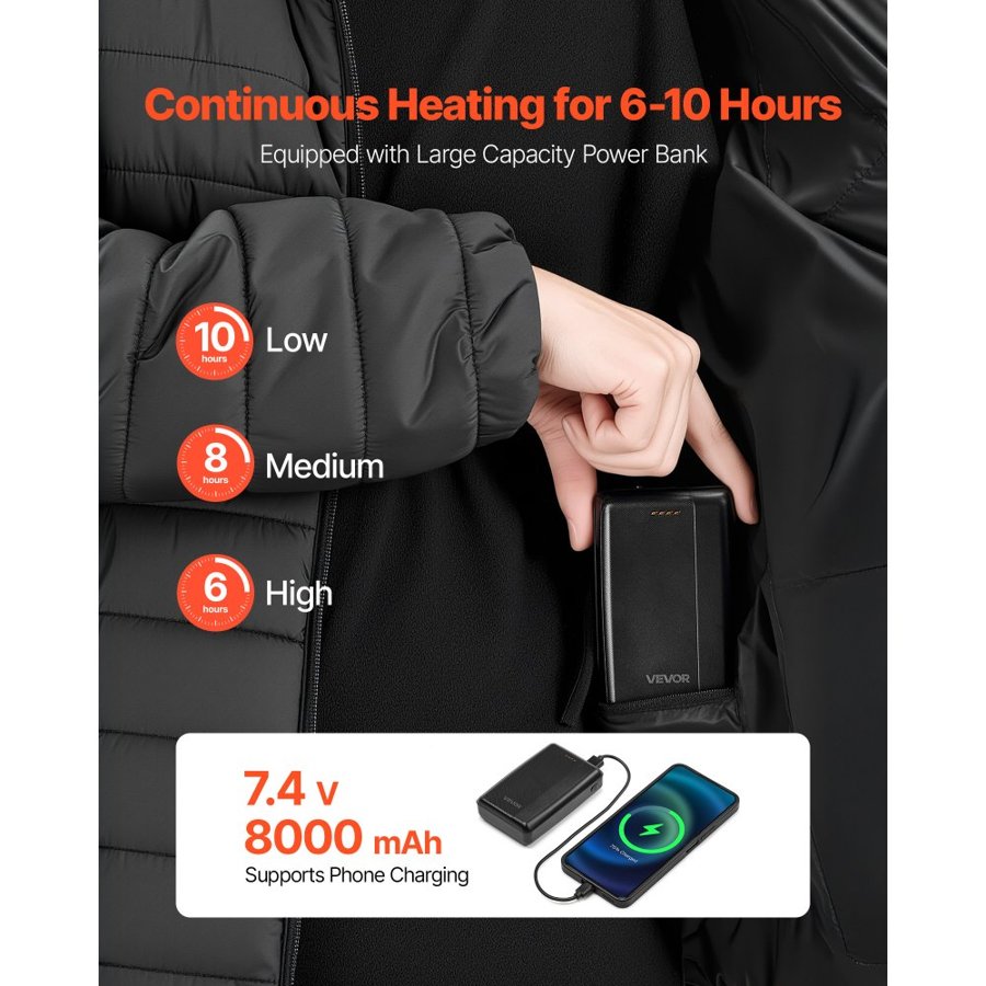 VEVOR Women's Heated Jacket with Battery Pack - 8000mAh