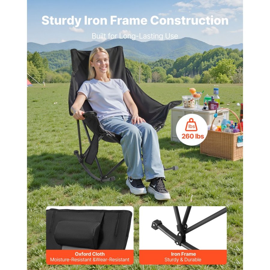 VEVOR Heated Rocking Camping Chair – 2 Zone, 225 lbs