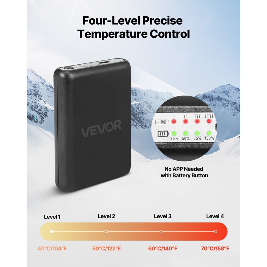 VEVOR Battery Heating Socks – 5000mAh, 40°C to 70°C, 360°