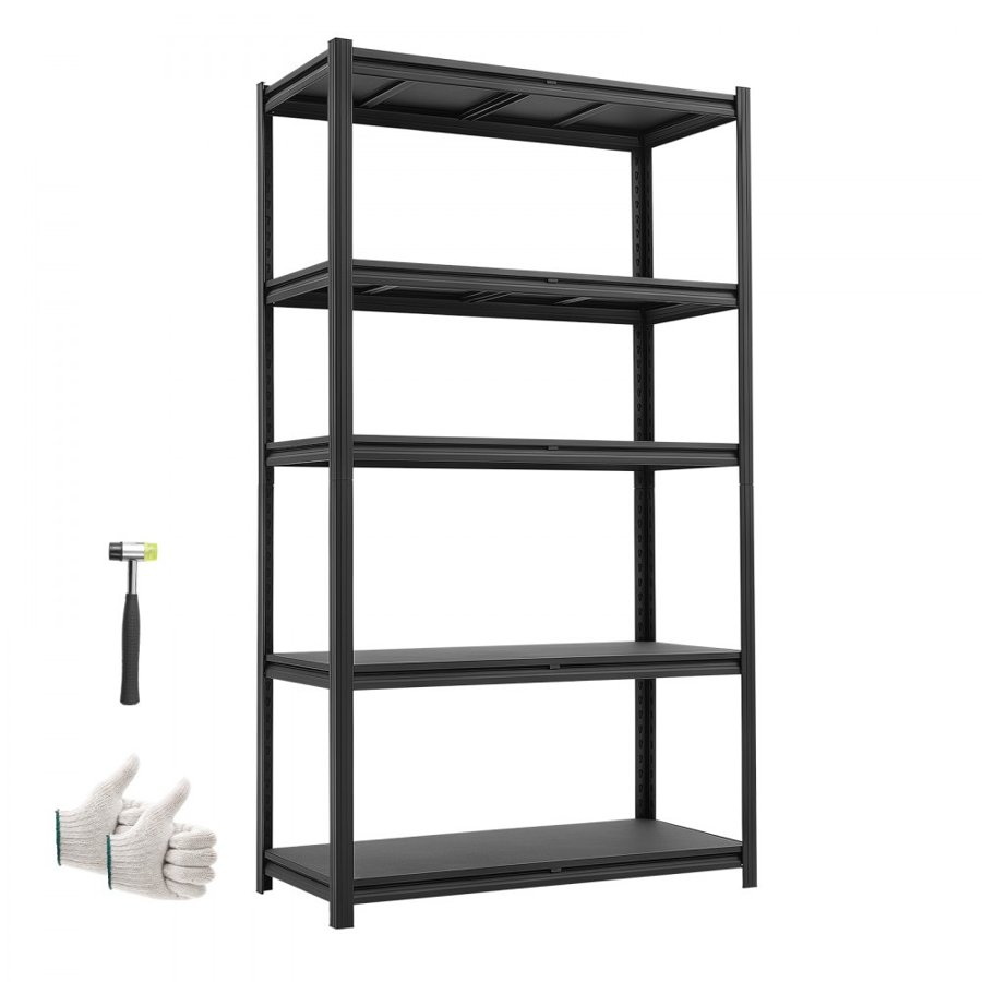 VEVOR Storage Shelves, 5-Tier Adjustable, 1360.8 kg Capacity, Heavy Duty Garage Storage Shelving Unit, Metal Utility Rack Shelf, for Garage Warehouse Basement Kitchen, 1030 mm W x 465 mm D x 1813 mm H