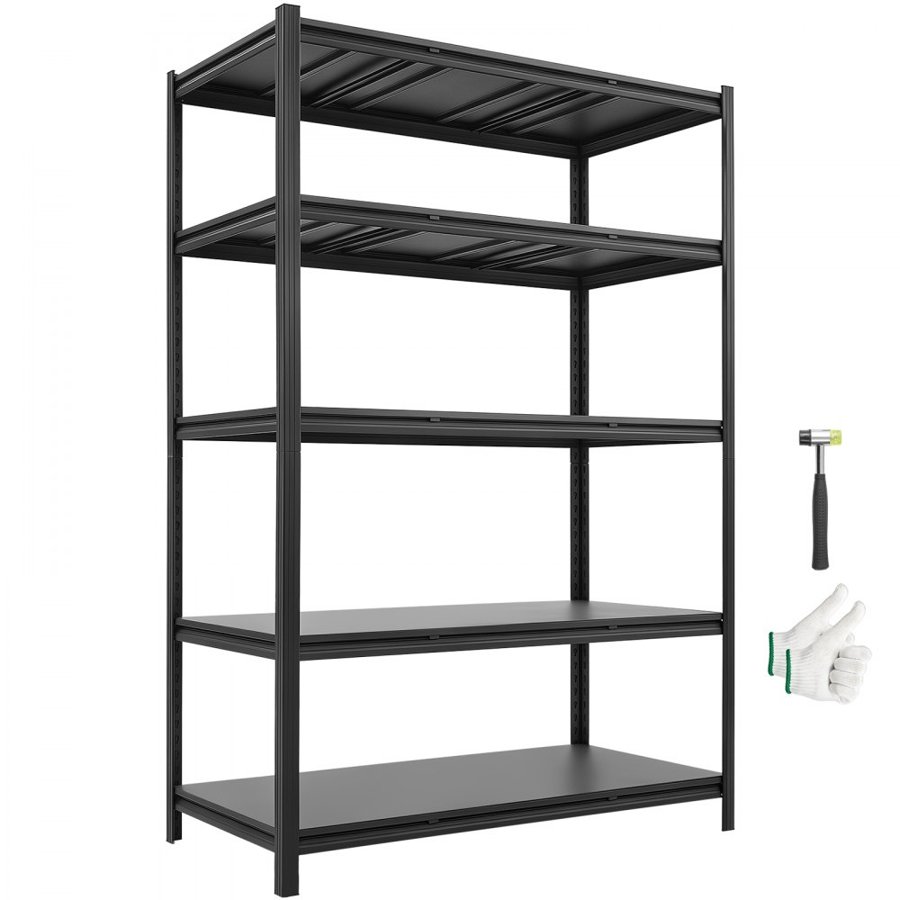 VEVOR Storage Shelves, 5-Tier Adjustable, 1360.8kg Capacity, Heavy Duty Garage Storage Shelving Unit, Metal Utility Rack Shelf, for Garage Workshop Warehouse Basement, 1230 mm W x 623 mm D x 1813 mm H