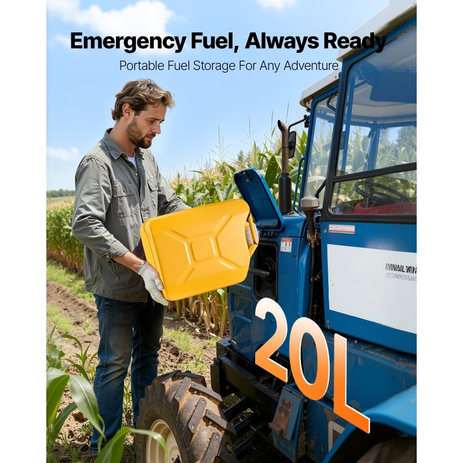 VEVOR Metal Fuel Jerry Can – 0.8mm Steel, 20L, 6 L/Min