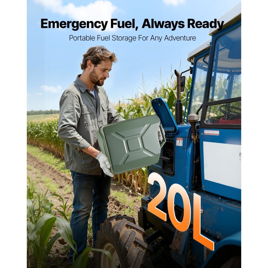 VEVOR 20L Metal Jerry Can – 5.3 Gal, Leakproof Steel Tank