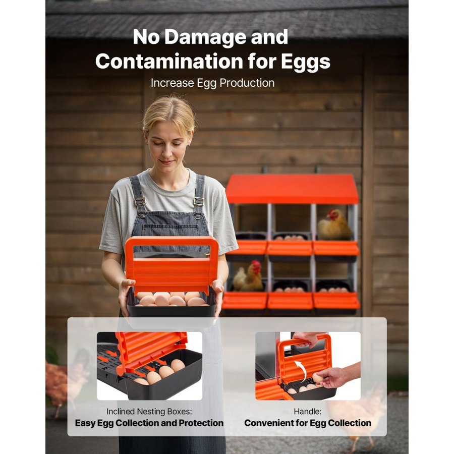 VEVOR Metal Chicken Nesting Boxes – 6-Compartment, 2 Tier