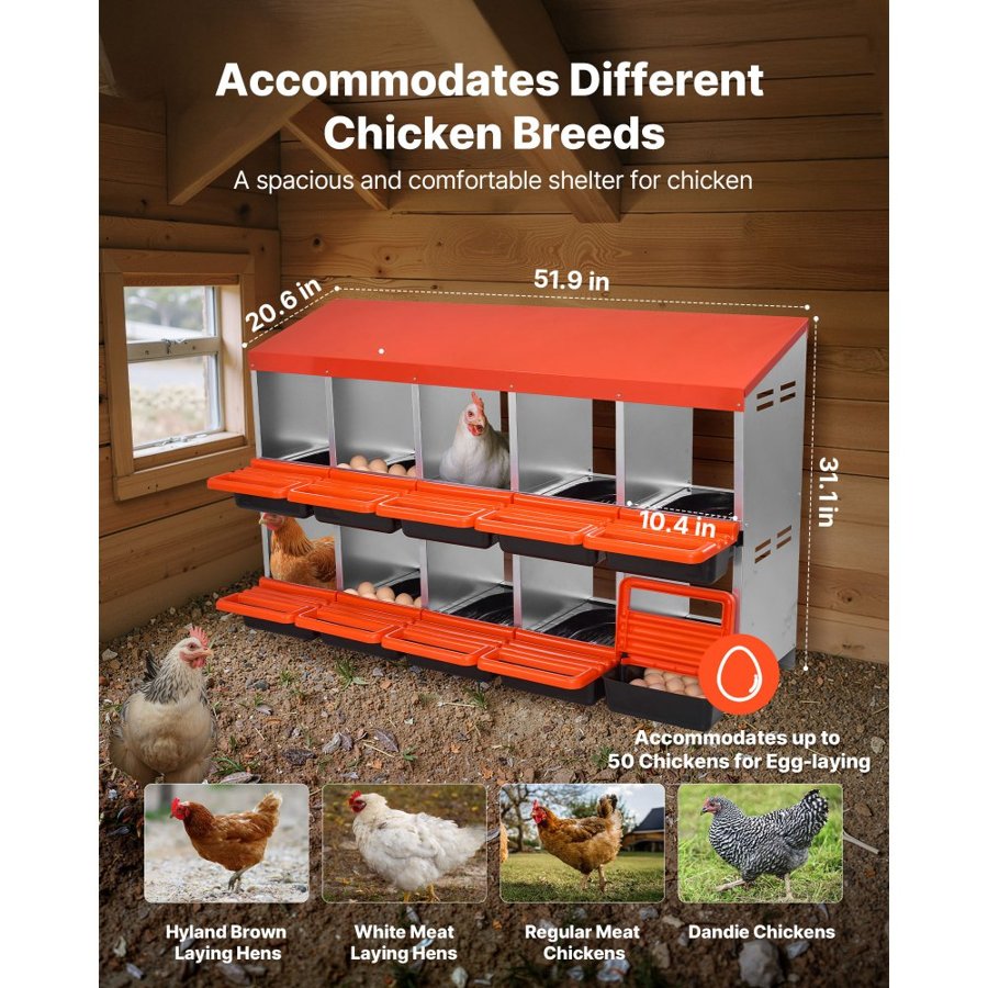 VEVOR Chicken Metal Nesting Boxes – CNB-10, 10.4 in Wide