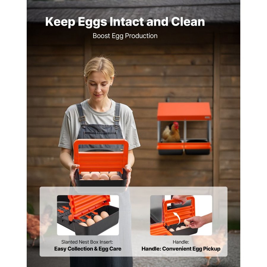 VEVOR Metal Chicken Nest Boxes – 10.4-Inch, 5 Hens per Hole