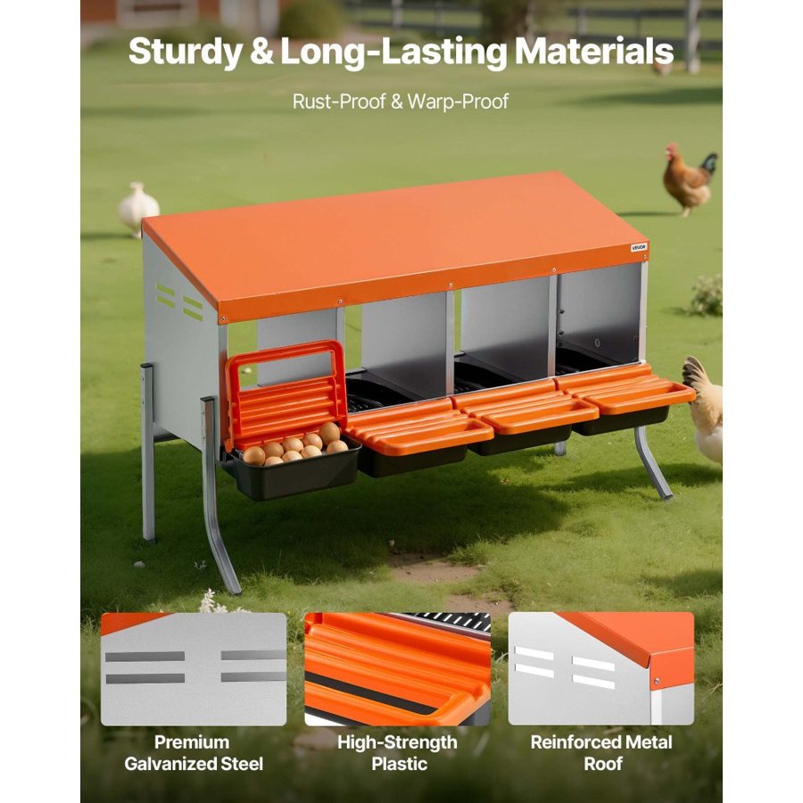 VEVOR Chicken Coop 4 Nesting Boxes – 27lbs, 0.03-inch Thick