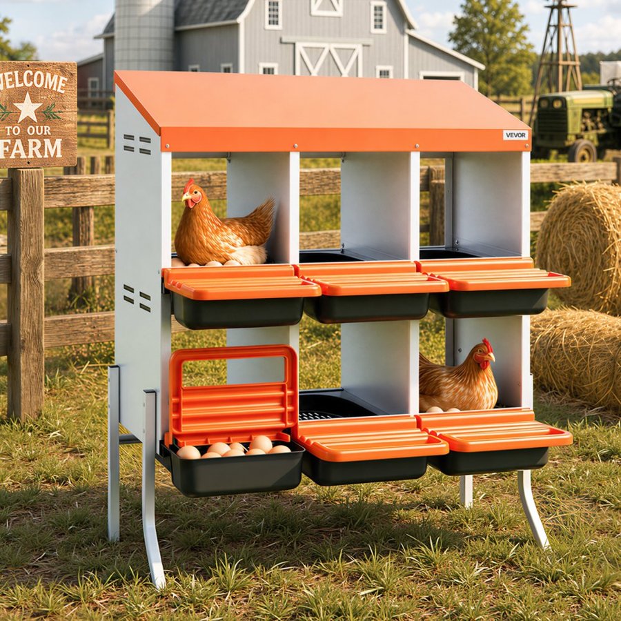 VEVOR Roll Away Nesting Boxes – 6 Compartments, 10.4 Inch