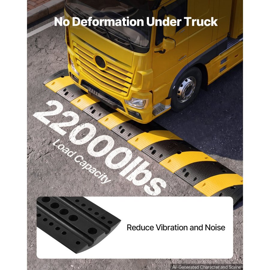 VEVOR 2 Channel Cable Ramp – 40 Inch Rubber, 22,000 lbs Load