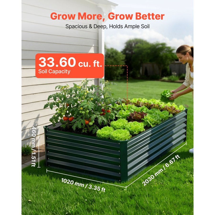 VEVOR Galvanized Metal Raised Garden Bed – 33.6CF, Alu-Zn