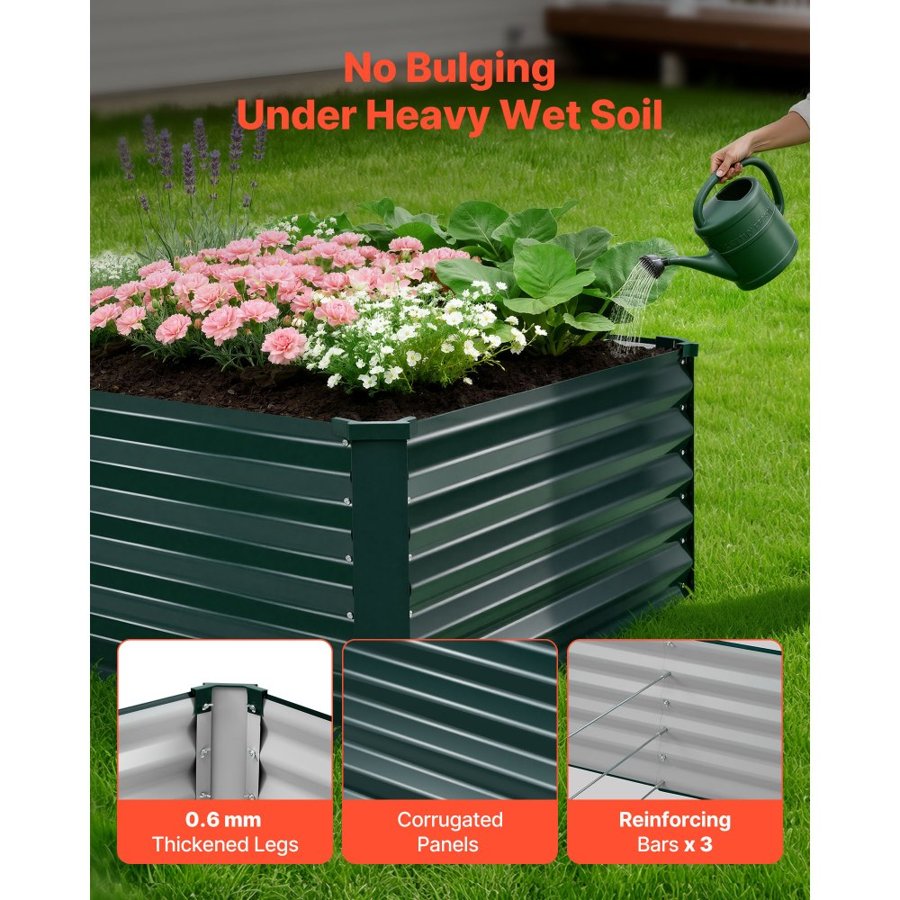 VEVOR Galvanized Metal Raised Garden Bed – 33.6CF, Alu-Zn