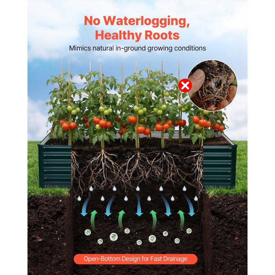 VEVOR Galvanized Metal Raised Garden Bed – 33.6CF, Alu-Zn