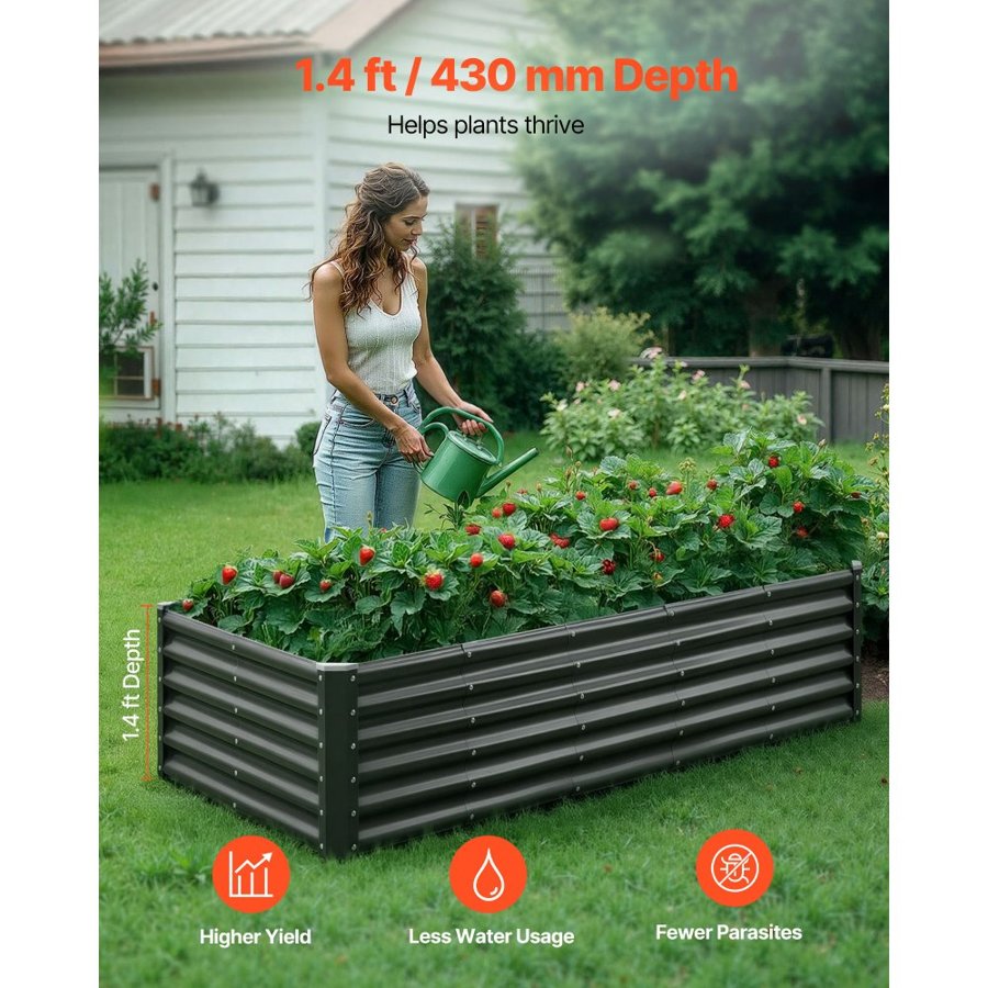 VEVOR Metal Raised Garden Bed Kit – Galvanized Plate, 23.7lb