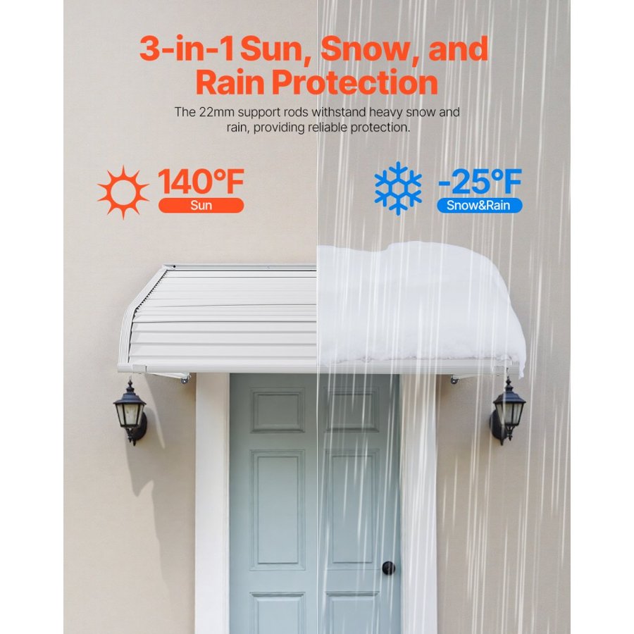 VEVOR Aluminum Awning for Front Door – 40x42 in, 0.6mm Alloy