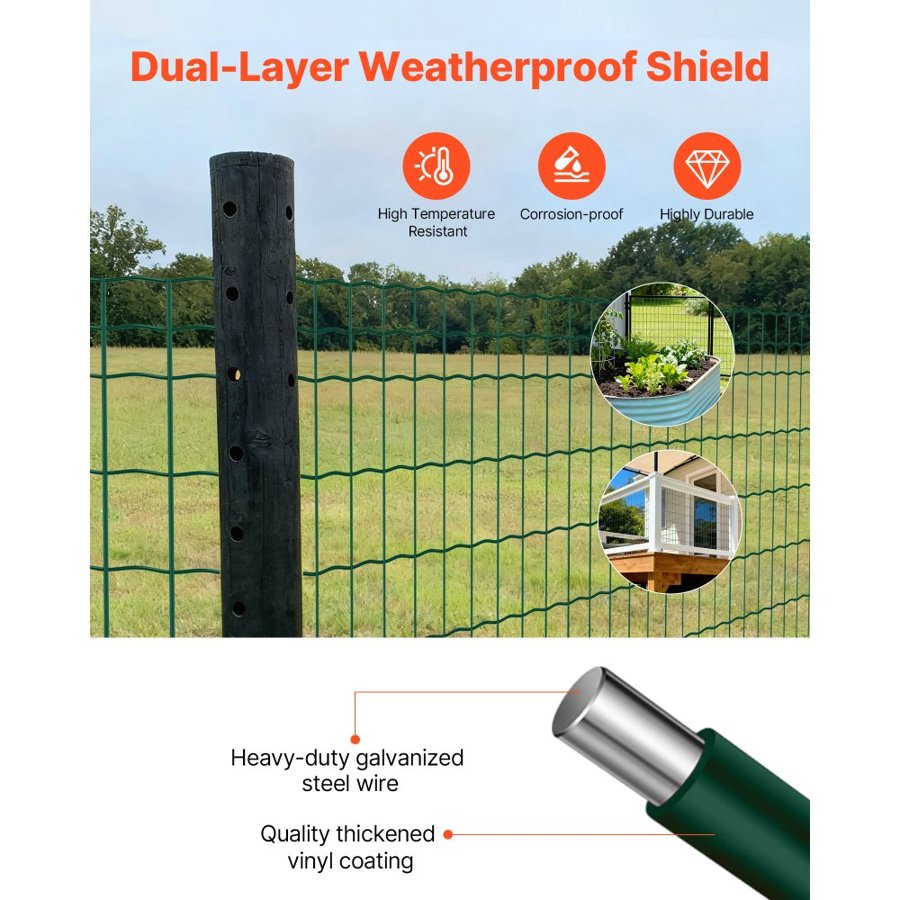 VEVOR Galvanized Steel Wire Fencing – 47" × 984", 2x4 Mesh