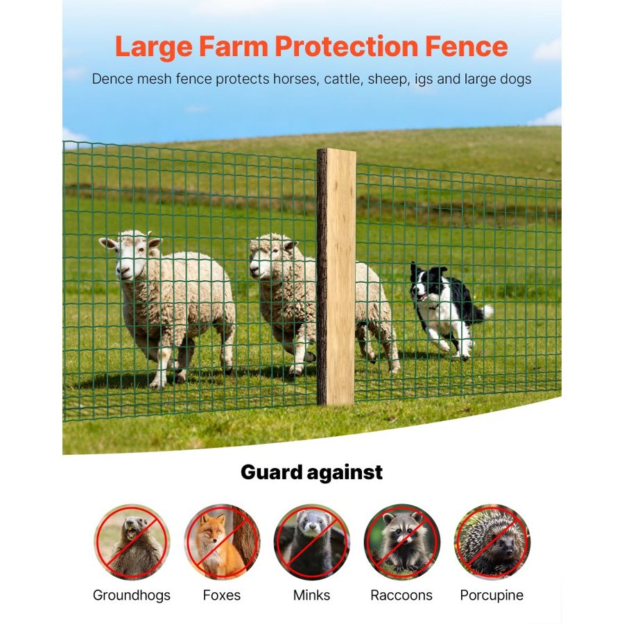 VEVOR 2x4 Farm Fence – 39" x 984", Vinyl Coated Steel