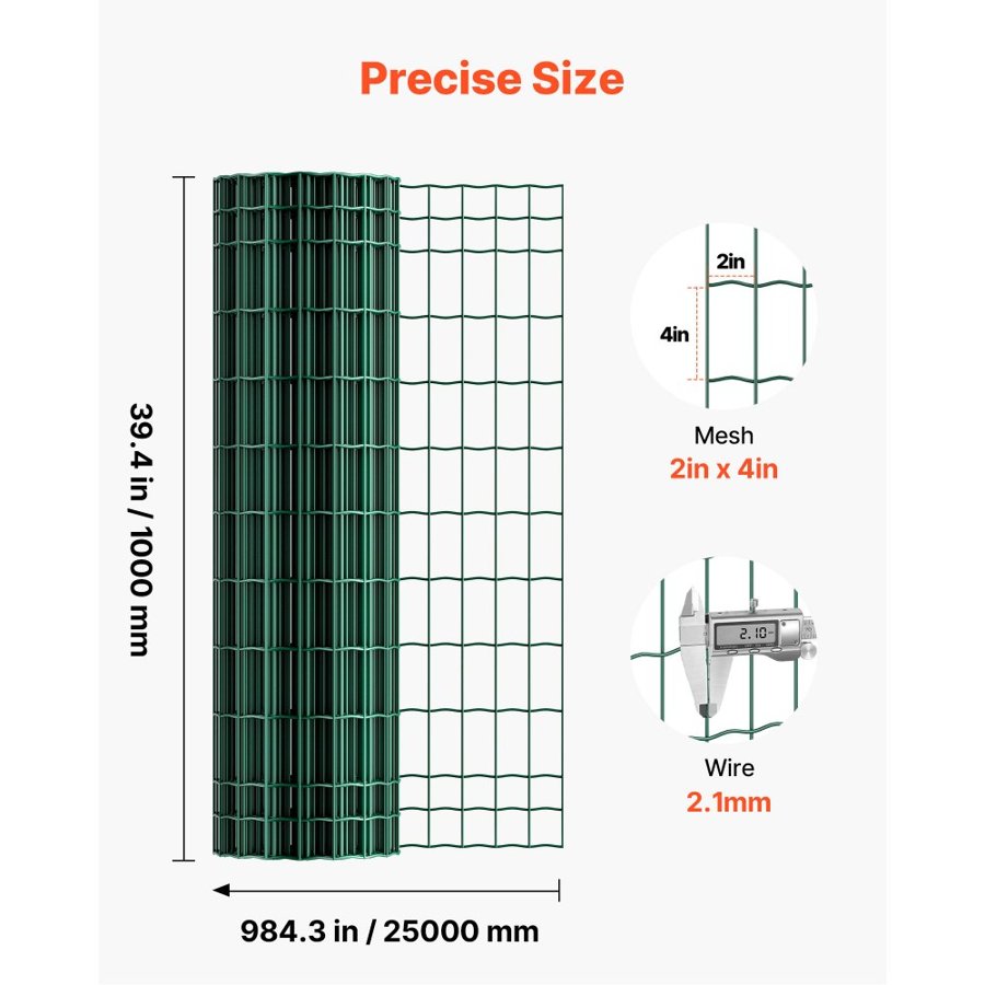 VEVOR 2x4 Farm Fence – 39" x 984", Vinyl Coated Steel