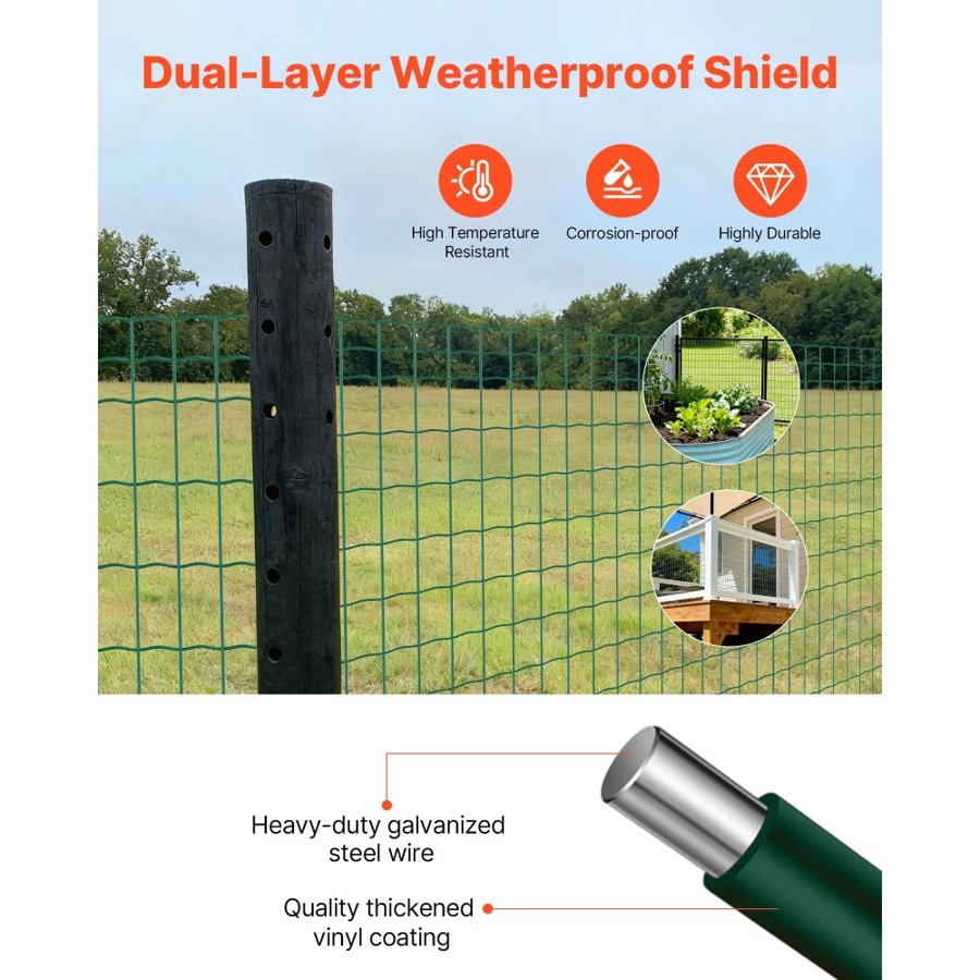 VEVOR 2x4 Farm Fence – 39" x 984", Vinyl Coated Steel