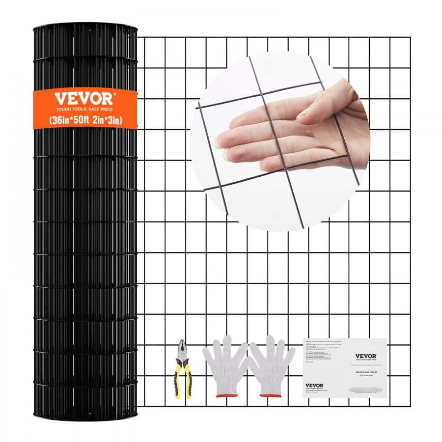 VEVOR Hardware Cloth, 910 x 15240 mm Galvanized Wire Mesh Roll, 16 Gauge Chicken Wire Fence Roll, Vinyl Coating Metal Wire Mesh for Chicken Coop Barrier, Rabbit Snake Fences, Poultry Enclosures