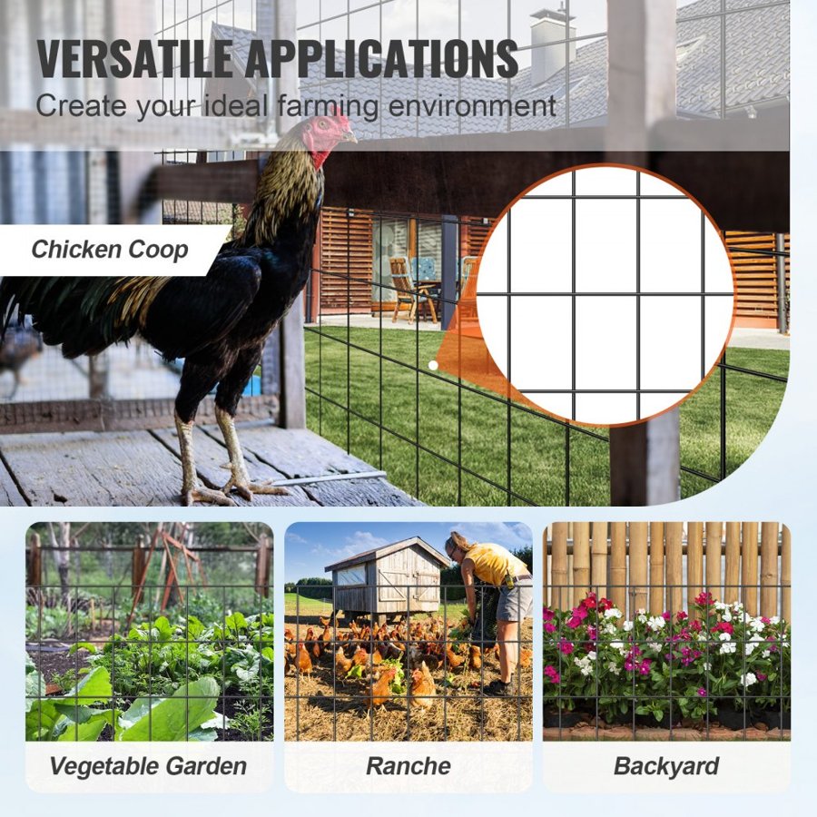 VEVOR Hardware Cloth, 910 x 15240 mm Galvanized Wire Mesh Roll, 16 Gauge Chicken Wire Fence Roll, Vinyl Coating Metal Wire Mesh for Chicken Coop Barrier, Rabbit Snake Fences, Poultry Enclosures