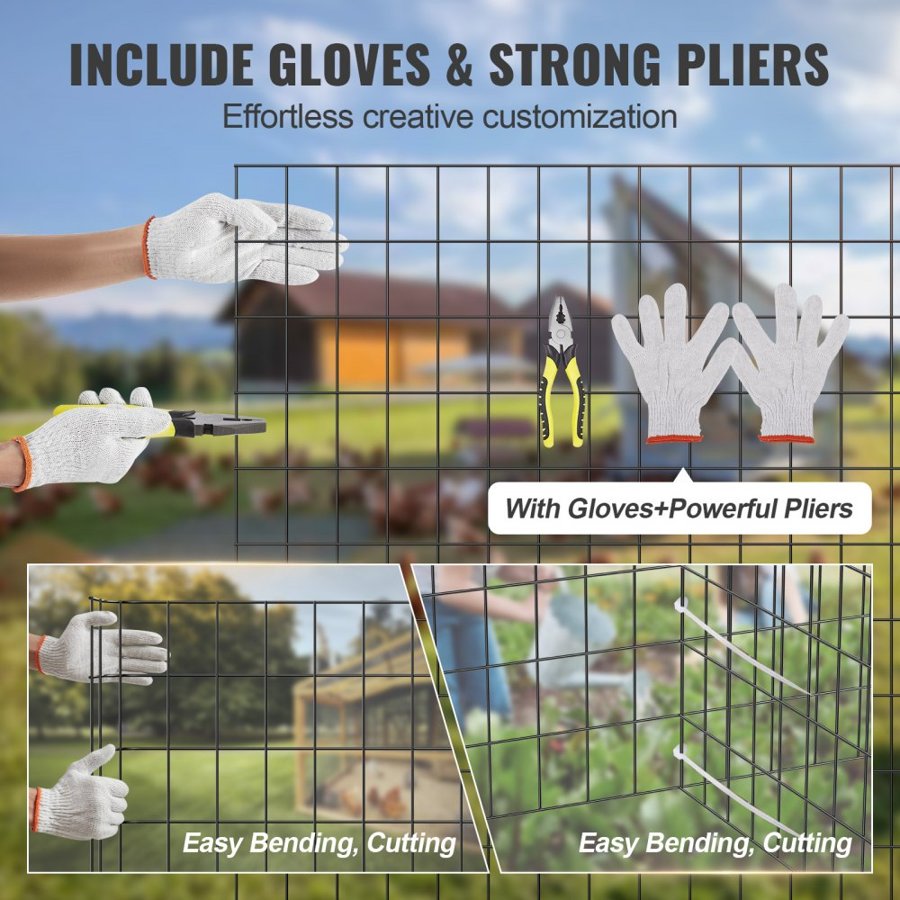 VEVOR Hardware Cloth, 1220 x 15240 mm Galvanized Wire Mesh Roll, 16 Gauge Chicken Wire Fence Roll, Vinyl Coating Metal Wire Mesh for Chicken Coop Barrier, Rabbit Snake Fences, Poultry Enclosures