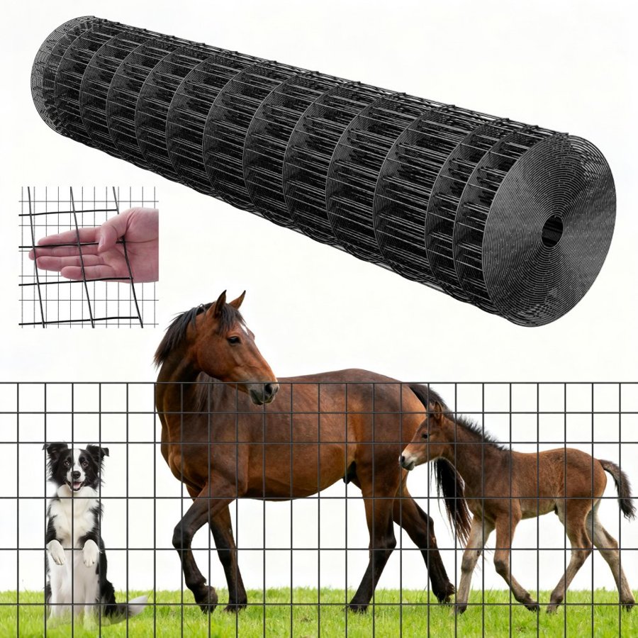 VEVOR Black Fencing Wire – 48 inx50 ft, 2x4in Mesh, 14 Gauge