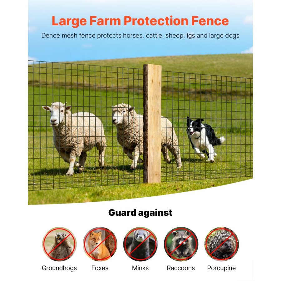 VEVOR Black Fencing Wire – 48 inx50 ft, 2x4in Mesh, 14 Gauge