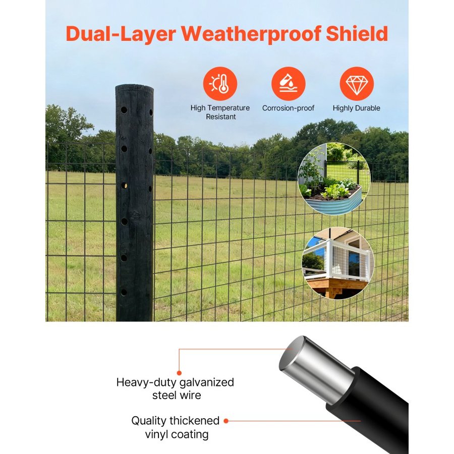 VEVOR Black Fencing Wire – 48 inx50 ft, 2x4in Mesh, 14 Gauge