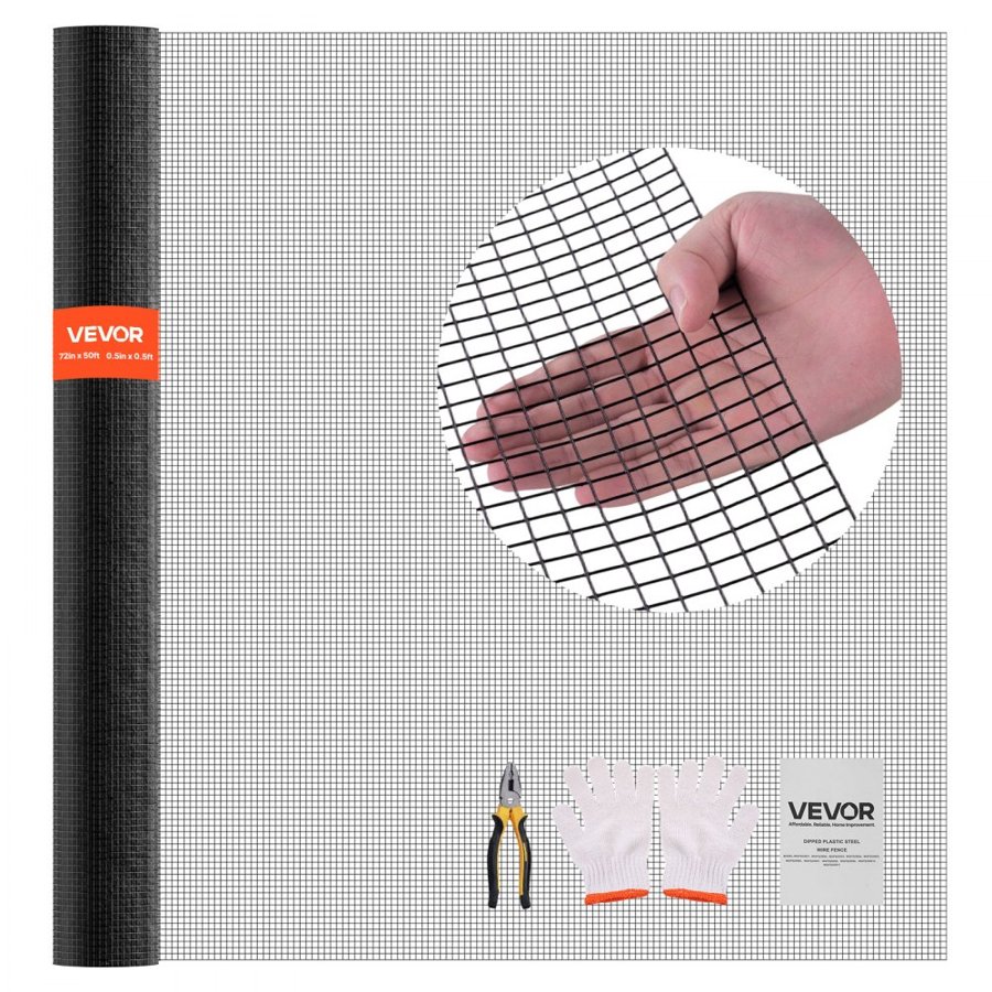 VEVOR 1/2 Inch Hardware Cloth – 72 in x 50 ft, 19 Gauge
