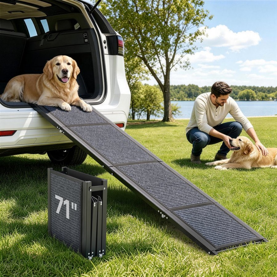 VEVOR Folding Dog Ramp for Car – 71" x 17", 250 lbs