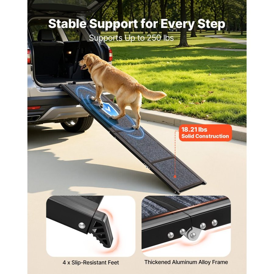 VEVOR Folding Dog Ramp for Car – 71" x 17", 250 lbs