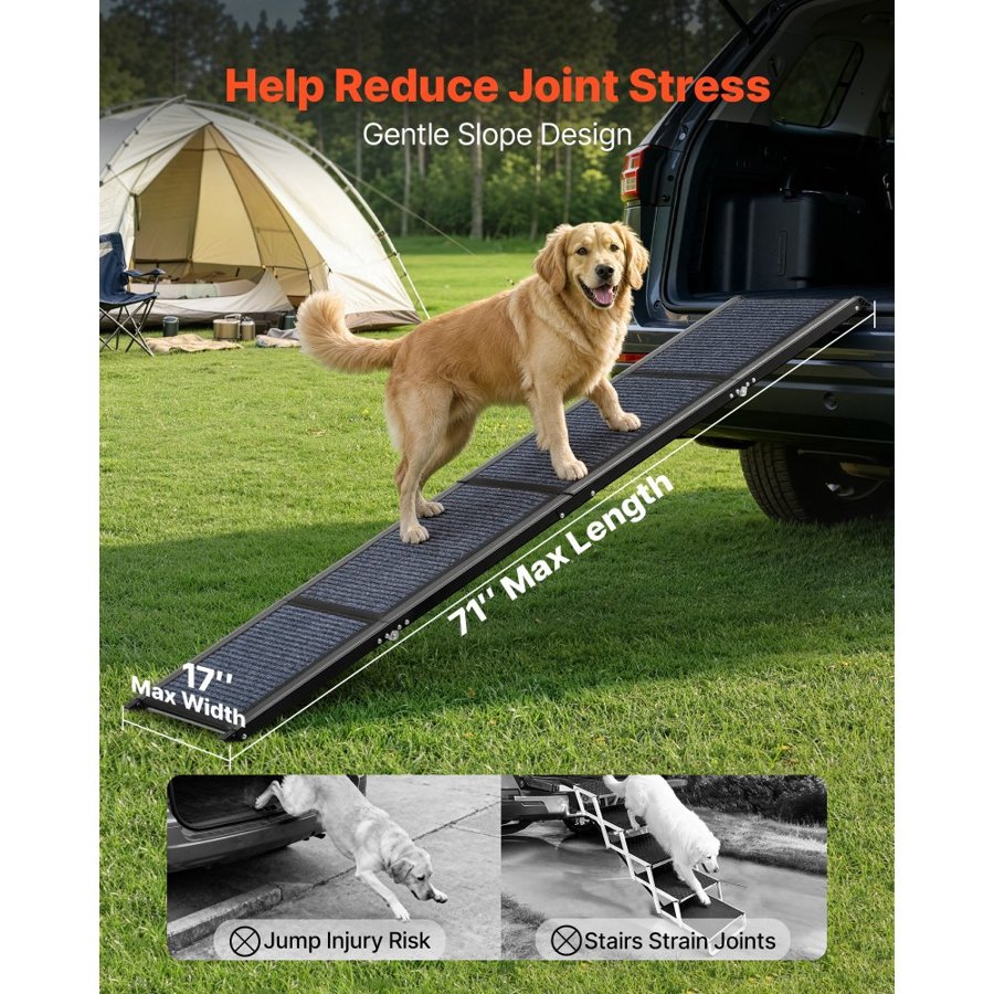 VEVOR Folding Dog Ramp for Car – 71" x 17", 250 lbs