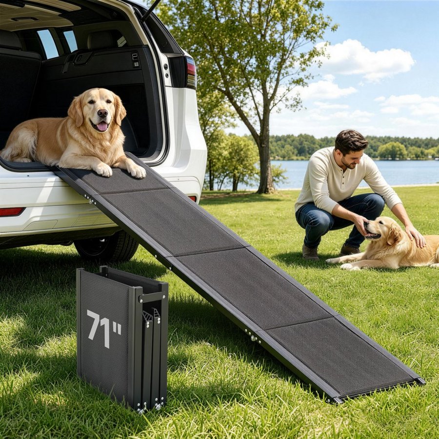 VEVOR Large Dog Car Ramp – 71 × 17 Inches, Folding, 250 lbs