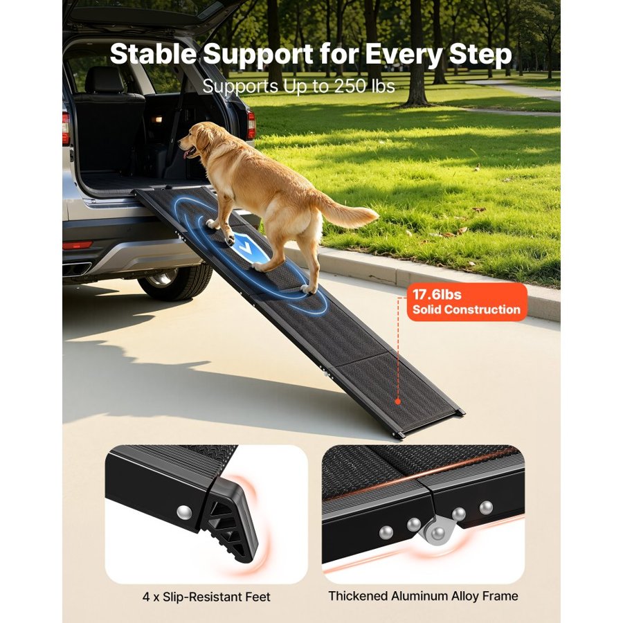 VEVOR Large Dog Car Ramp – 71 × 17 Inches, Folding, 250 lbs