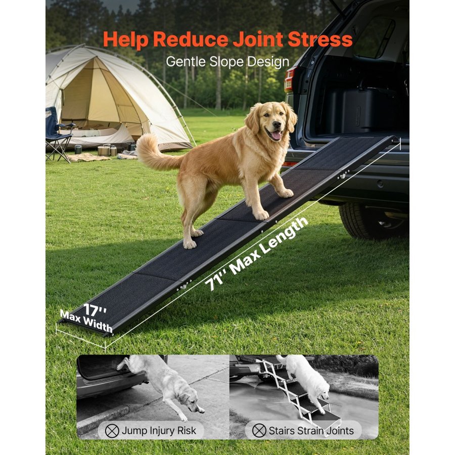 VEVOR Large Dog Car Ramp – 71 × 17 Inches, Folding, 250 lbs