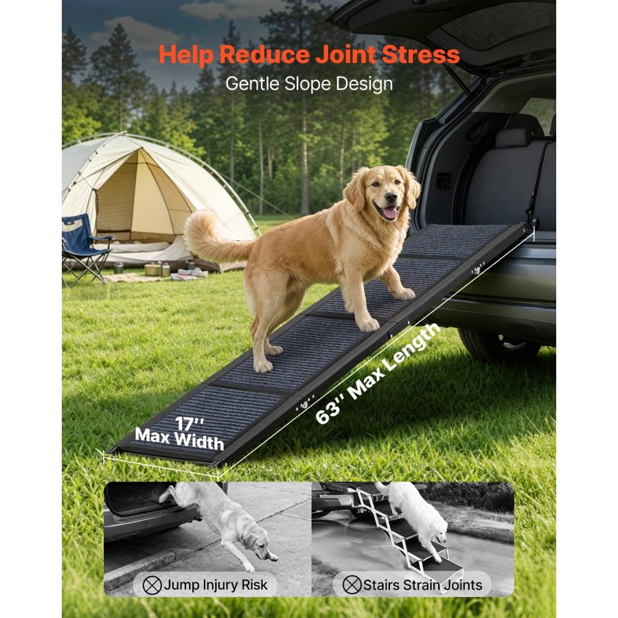 VEVOR Foldable Dog Ramp for Car – 63" x 17", 250 lbs